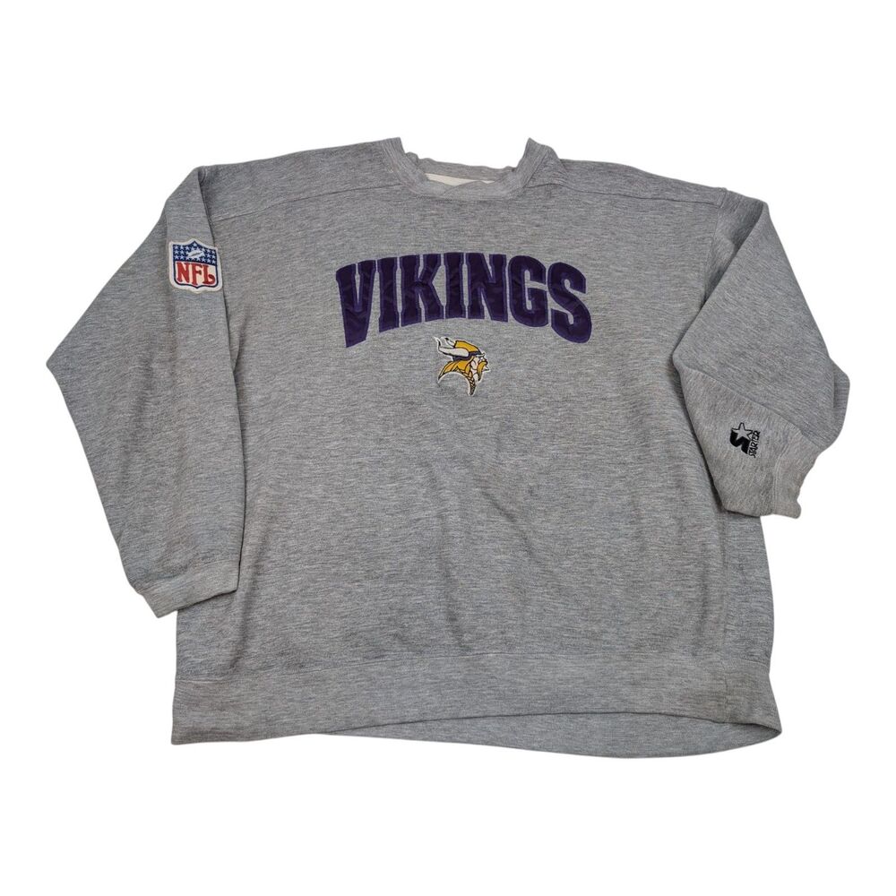 Vintage Starter Minnesota Vikings NFL Football Patch Logo Sweatshirt Logo Sz XL